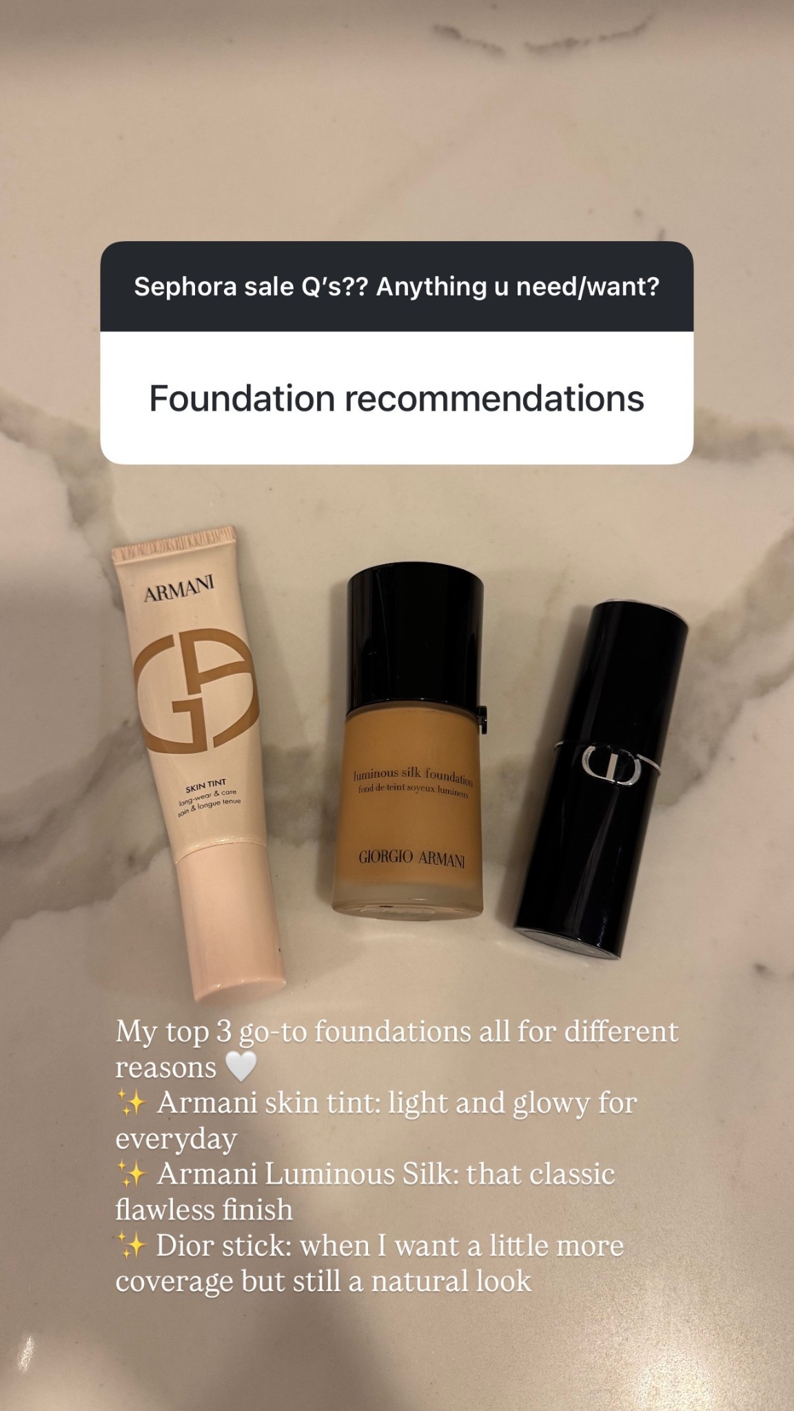 My go-to foundation 

Armani beauty | Dior | makeup | Sephora Sale | Rita Salmo 



#LTKOver40 #LTKSaleAlert #LTKBeauty
