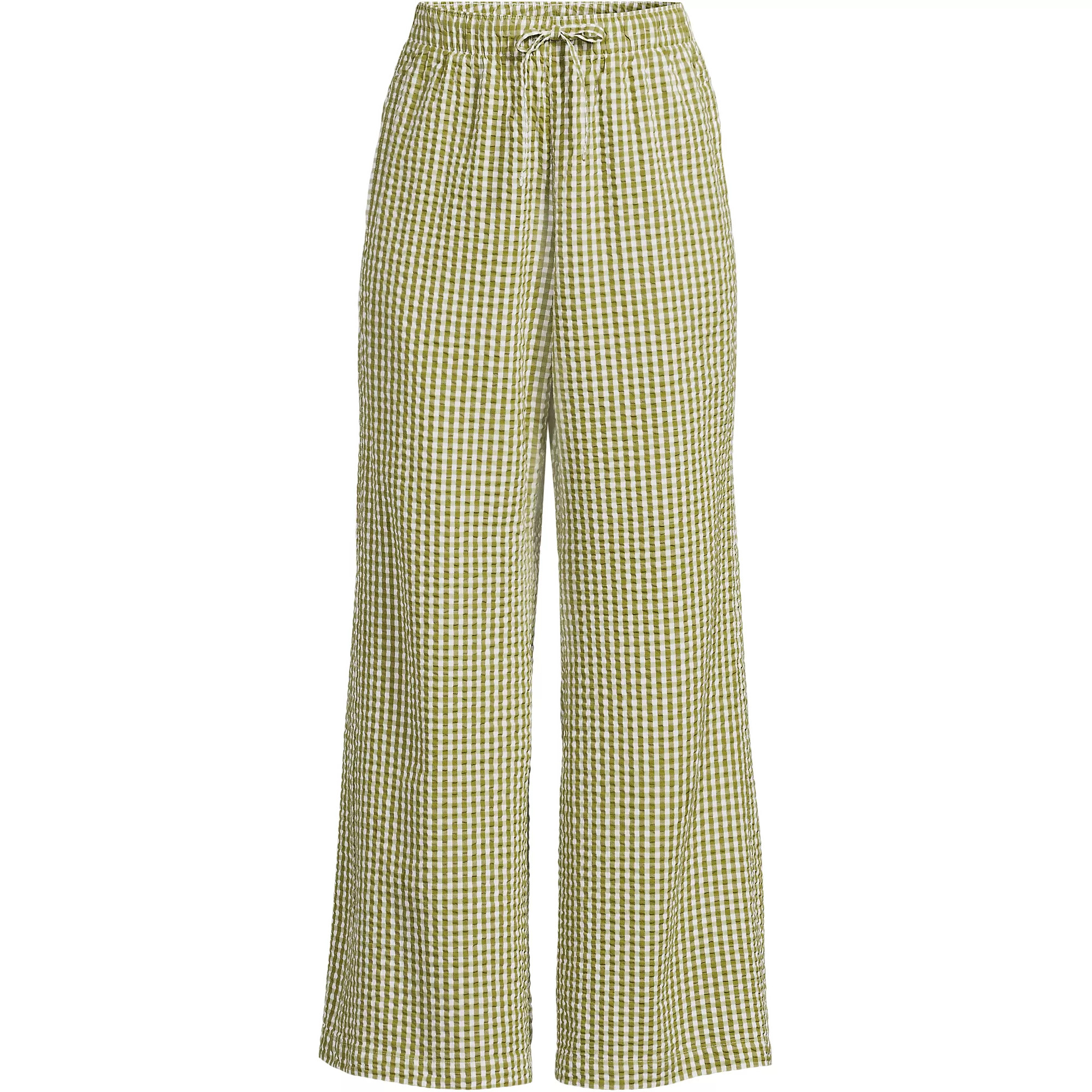 Women's Seersucker High Rise Drawstring Wide Leg Pants | Lands' End (US)