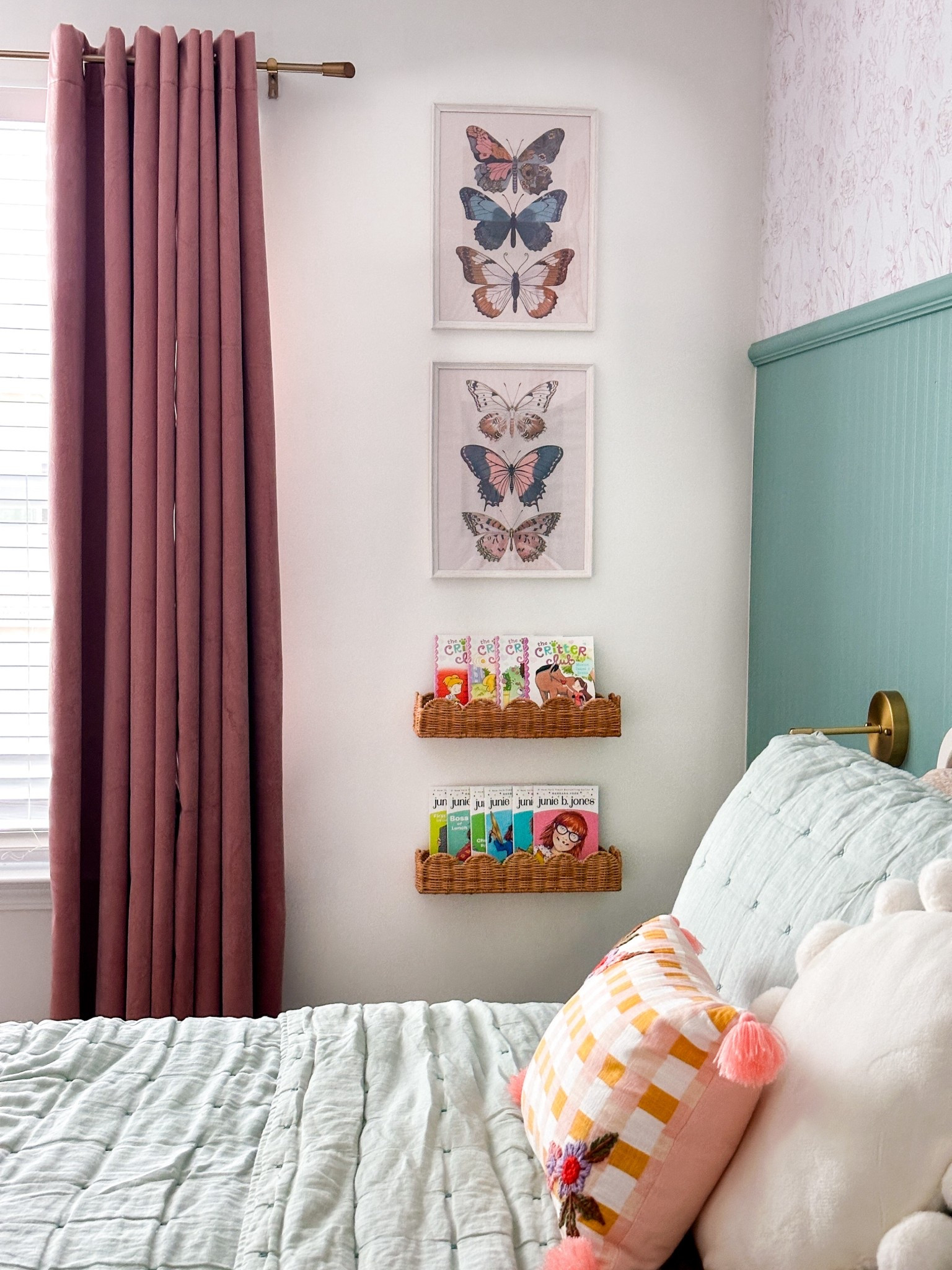 This is what Cozy Bedroom Dreams are made of! My daughter’s bedroom is coming together ✨ This has probably been one of my most favorite and fun makeovers.
Amazon was a primary source when looking for affordable and cute decor items to put in here. 

These butterfly prints and woven scalloped shelves were the perfect addition to this wall space! 😍

Butterflies are a favorite right now, so I knew I had to incorporate them for her. We also read books before bed every night and my smart little 6 year old is already into chapter books, so these shelves give her easy access to her nightly reads. 

Cannot wait to share the full reveal VERY soon! 👏🏼✨Follow @lifestyledbybecca on Instagram and TikTok!

#LTKHome #LTKKids #LTKStyleTip