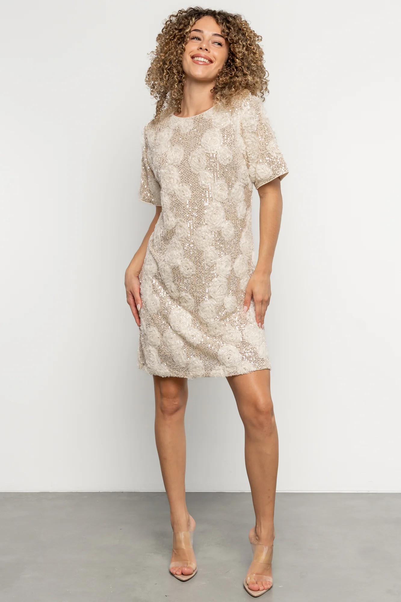 Rhea Sequin Short Dress | Ivory | Baltic Born