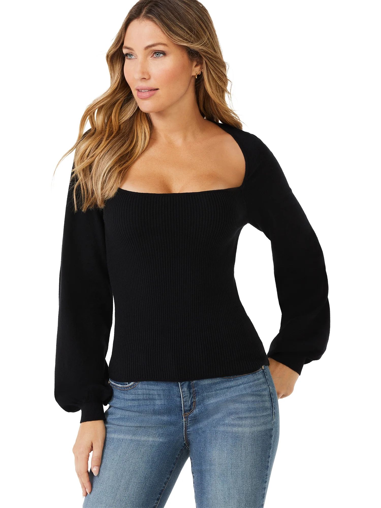 Sofia Jeans by Sofia Vergara Women's Square Neck Sweater | Walmart (US)