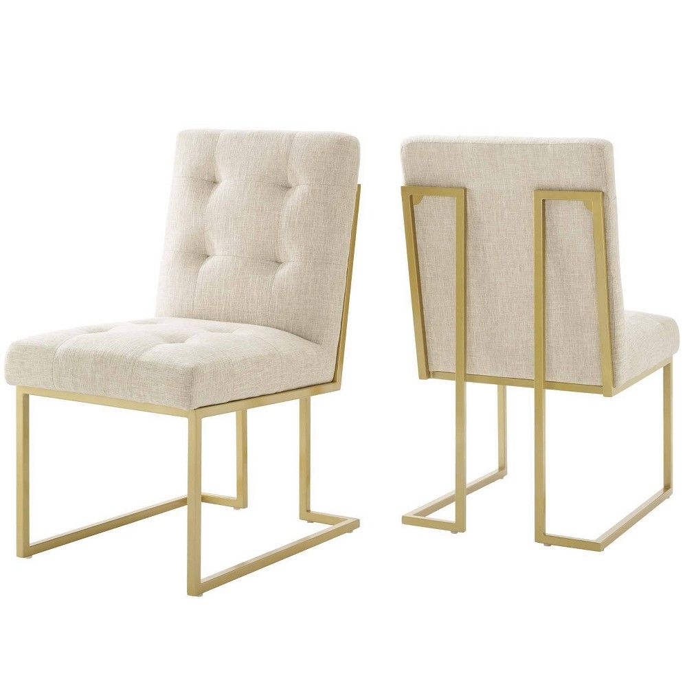 Set of 2 Privy Stainless Steel Upholstered Fabric Dining Accent Chairs - Modway | Target