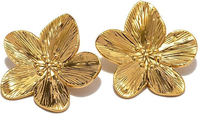 Gold Flower Earrings For Women,Statement Earrings Big Vintage, Flower Earrings Alloy Material,Boh... | Amazon (UK)