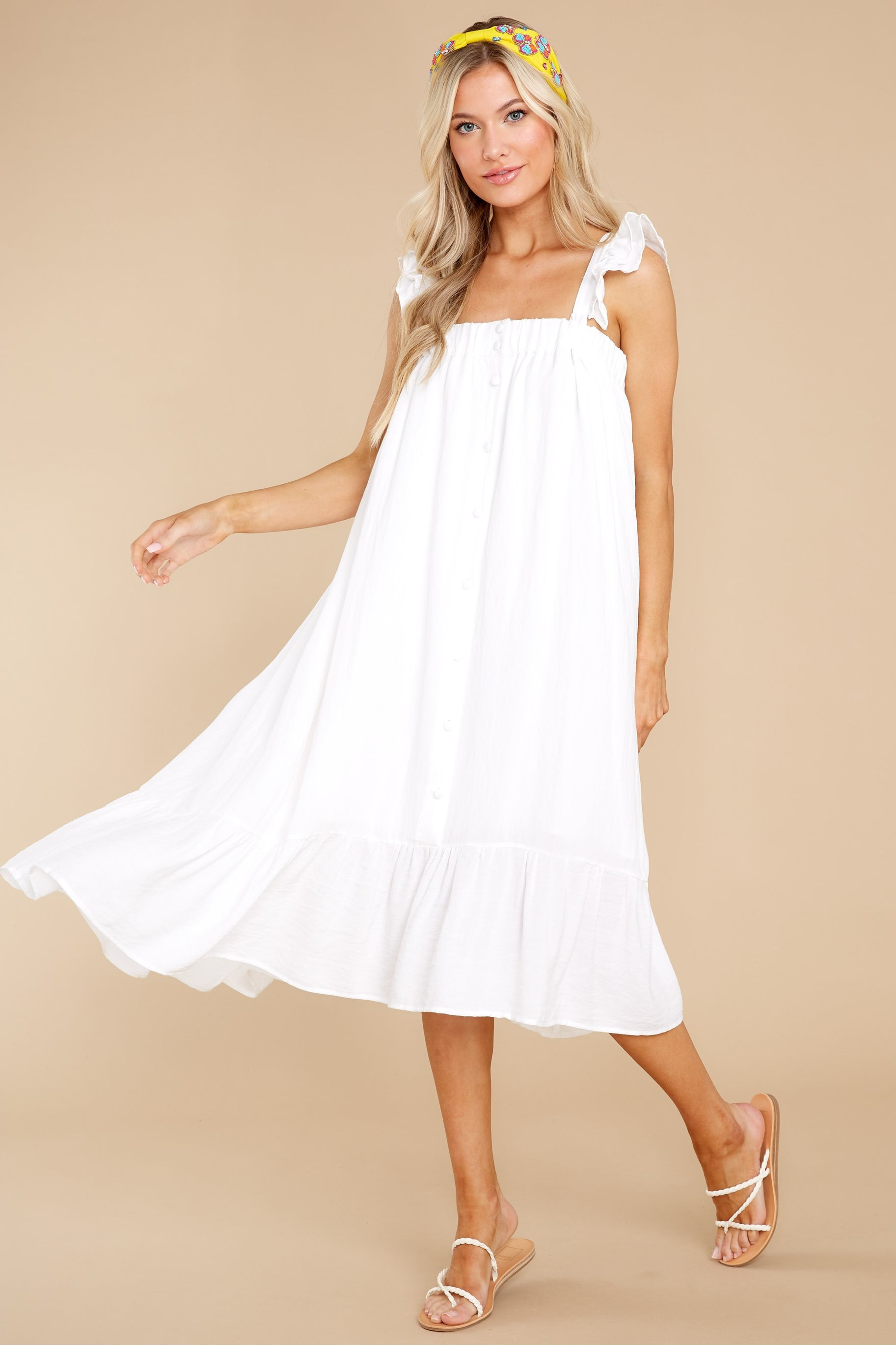 So You Hear White Midi Dress | Red Dress 