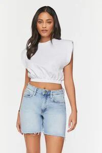 Recycled Cotton Frayed Denim Shorts | Forever 21 (US)