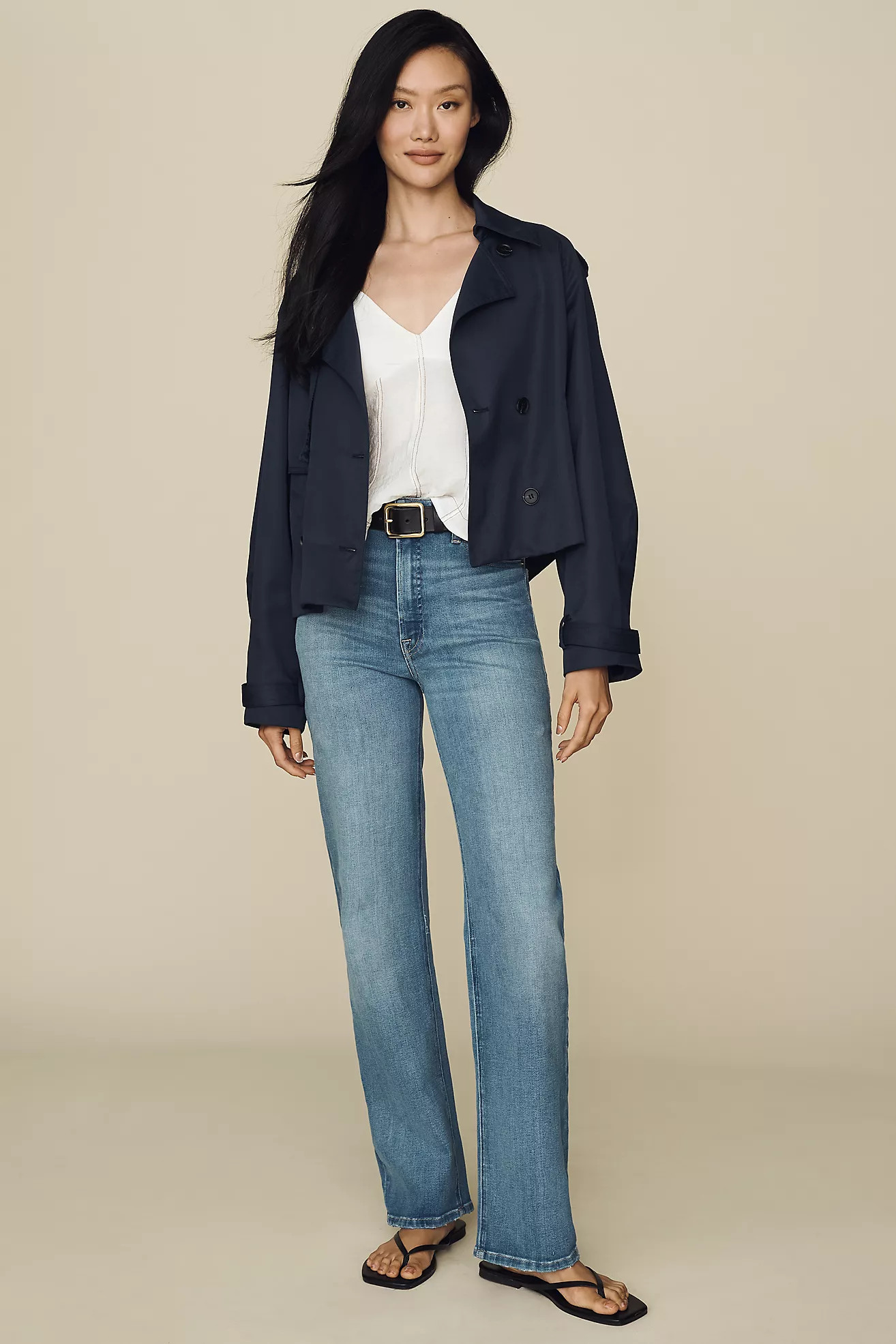 Good American Soft Tech Good True High-Rise Straight-Leg Jeans | Anthropologie (US)