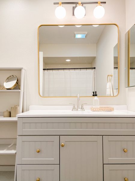 Basic principles for mixing metals in the bath space? There are none! 🙌🏻 Gold always trips people up - because there are so many options. But look! Many metals look great together - even when they don’t match!

Gold bath accessories, gold mirror, brass, gold knobs, bathroom light fixture, modern bathrooms, neutral home style

Are you brave enough to mix metals in your home?

#mixedmetals
#bathroomfixtures #basicdesignprinciples #basicdesign 
#bathroomreno #bathroominspiration #goldmirror #howyouhome #interiorforinspo 
#mirror
#bathroomspace

#LTKunder50 #LTKunder100 #LTKhome