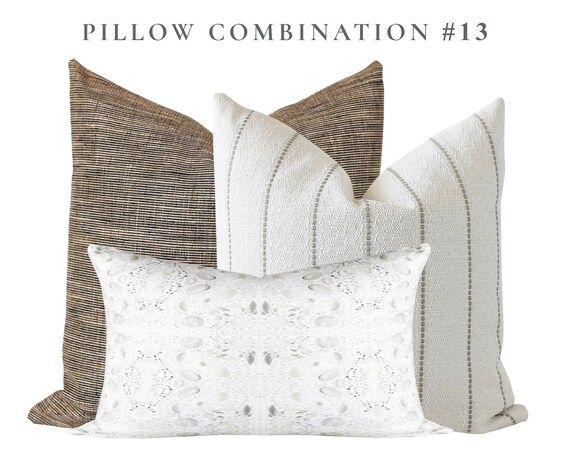 Pillow Combination Set, Brown Textured Pillow, Tan Pillow Cover, Farmhouse Pillow Covers, Coastal... | Etsy (CAD)
