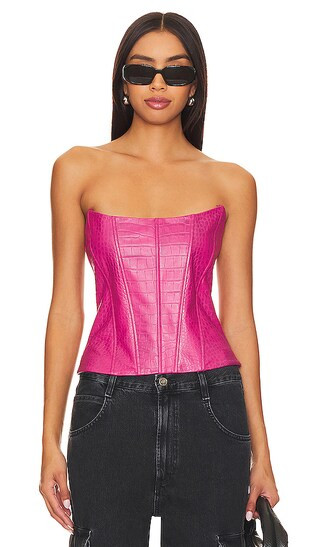 Kaira Leather Top | Hot Pink Top | Hot Pink Outfit | Pink Bachelorette Outfit | Pink Country Outfit | Revolve Clothing (Global)