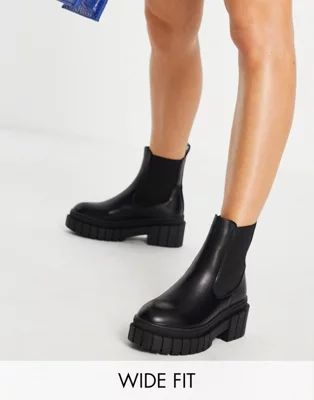 Public Desire Wide Fit Zenya chunky chelsea boots in black | ASOS (Global)