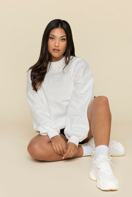 POPFLEX® Active Club Cloud Crewneck Sweater - White | POPFLEX