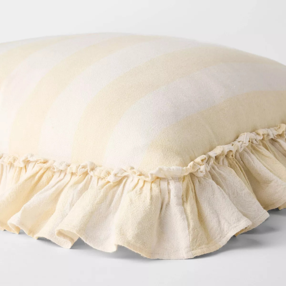 Square Pillow Big Stripe with Ruffle Pale Yellow and Cream - Threshold™ Design with Studio McGe... | Target