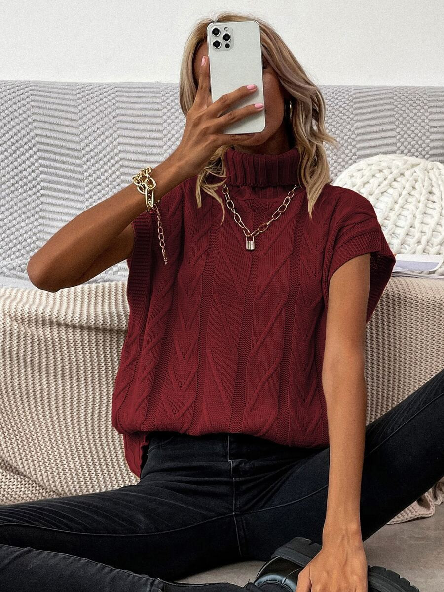 Solid Turtleneck Knit Top | SHEIN
