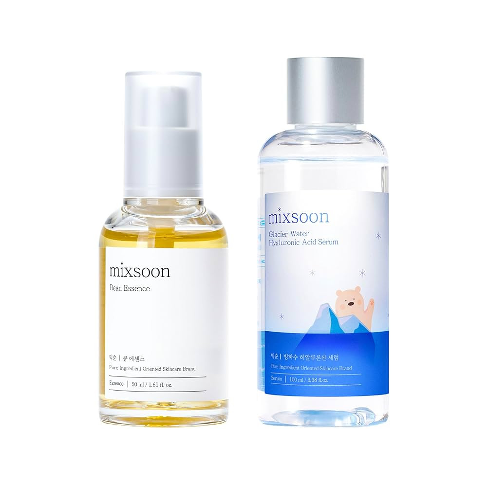 mixsoon Essential Glass Skin Duo Set moisturizer korean skin care(Bean Essence + Glacier Water Hy... | Amazon (US)