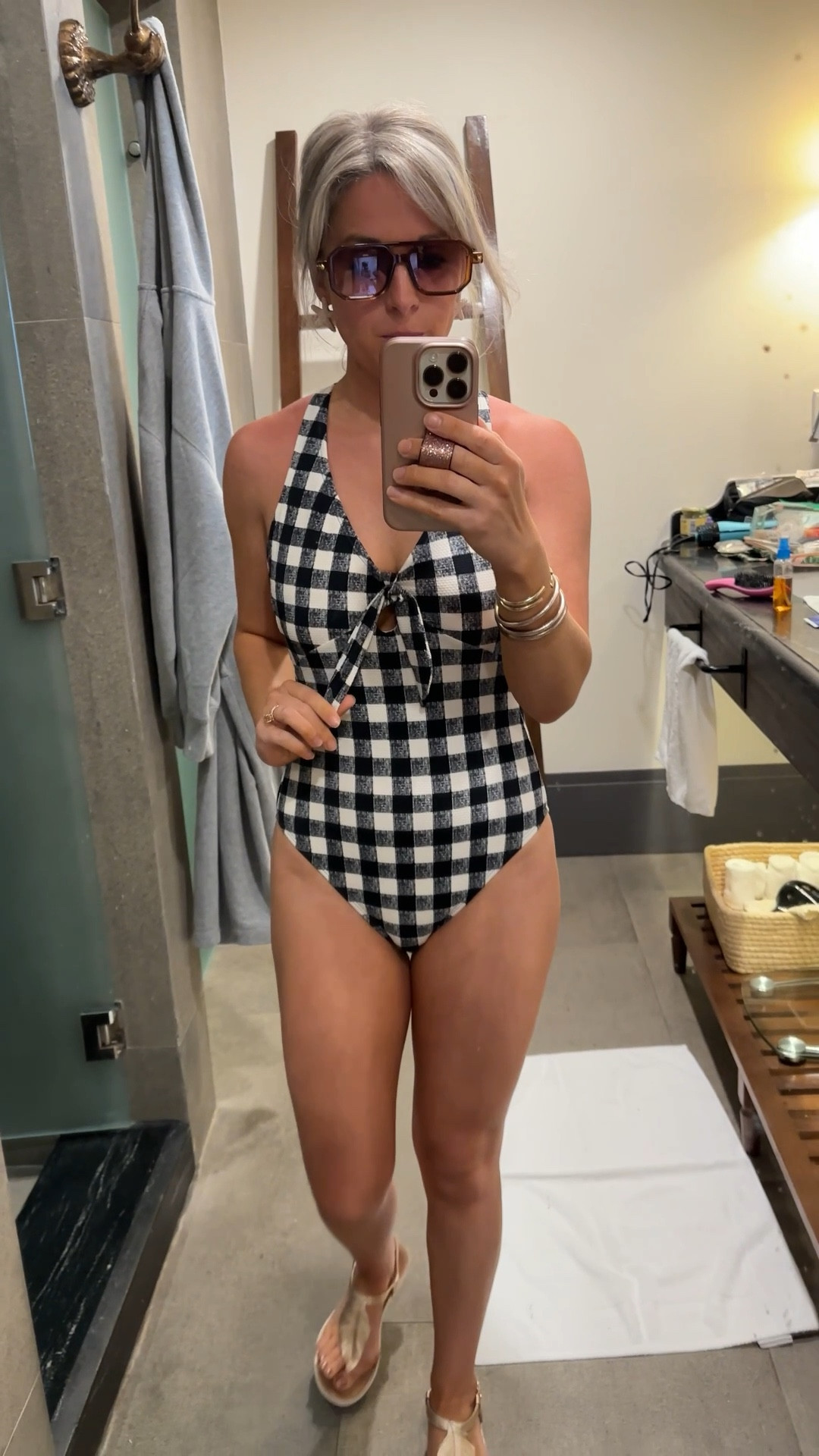 I’ve been ranting and raving about this one piece swimsuit…now’s the time to snag it up bc it’s on sale and it’s gonna sell out! Amazing quality, adorable plaid gingham print, super flattering fit! I’m 5’2” about 108 lbs. wearing size small. 
🖤🤍🖤🤍

#LTKSwim #LTKSaleAlert #LTKSummerEdit