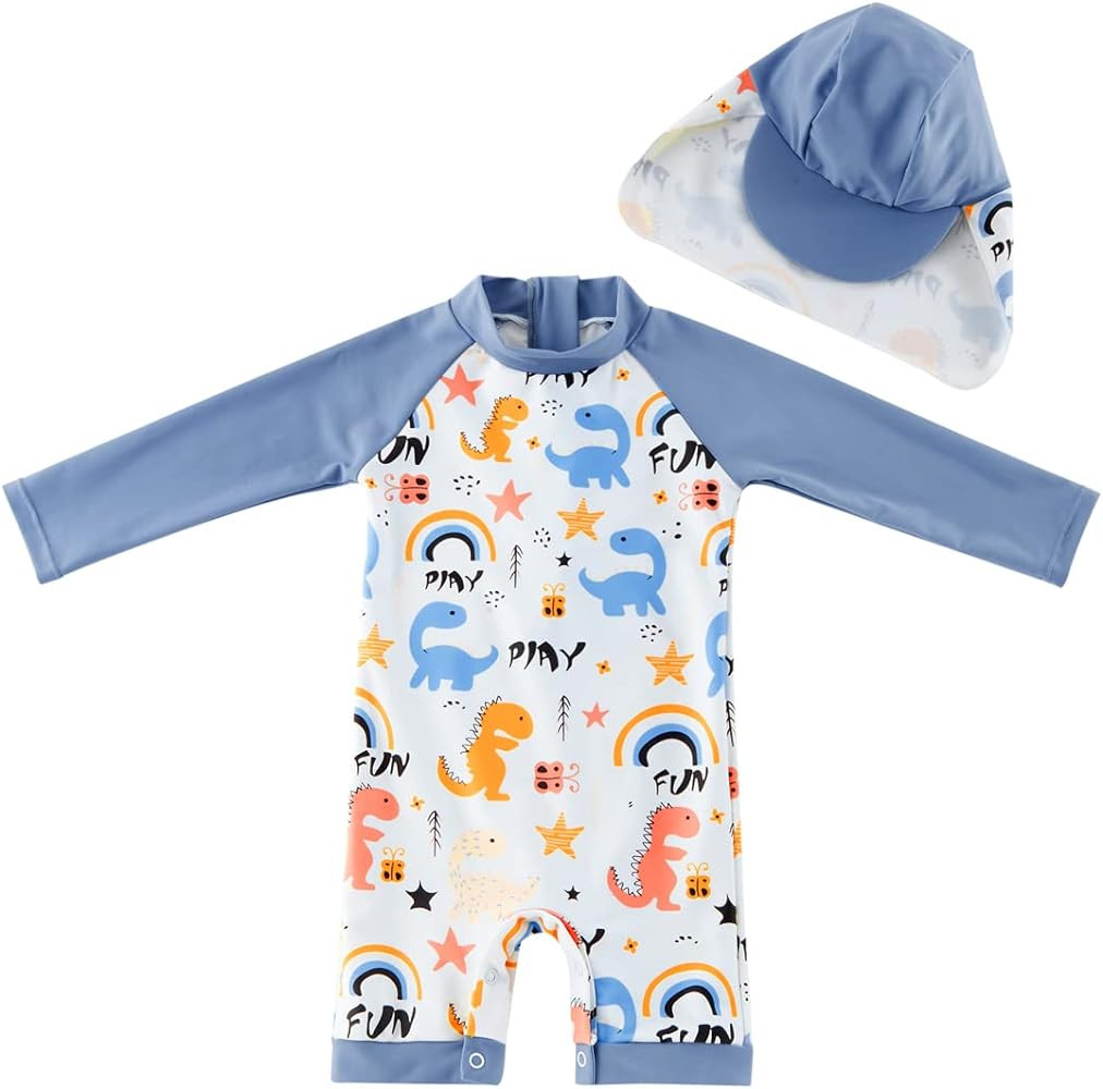 UMELOK Baby Boys UPF 50+ Sun Protection One Piece Rashguard Swimsuit with Snap Bottom | Amazon (US)