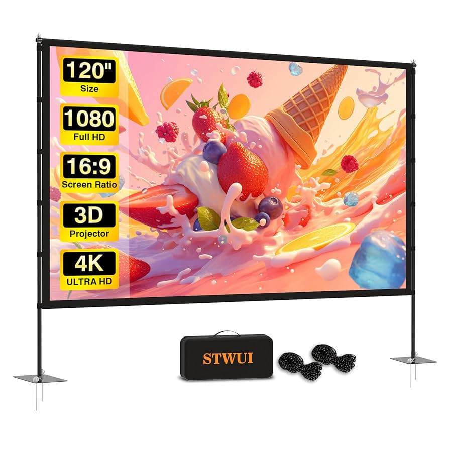 Outdoor-Projector-Screen-with-Stand - 120 inch Portable Projector Screen Indoor Outdoor Projector... | Amazon (US)