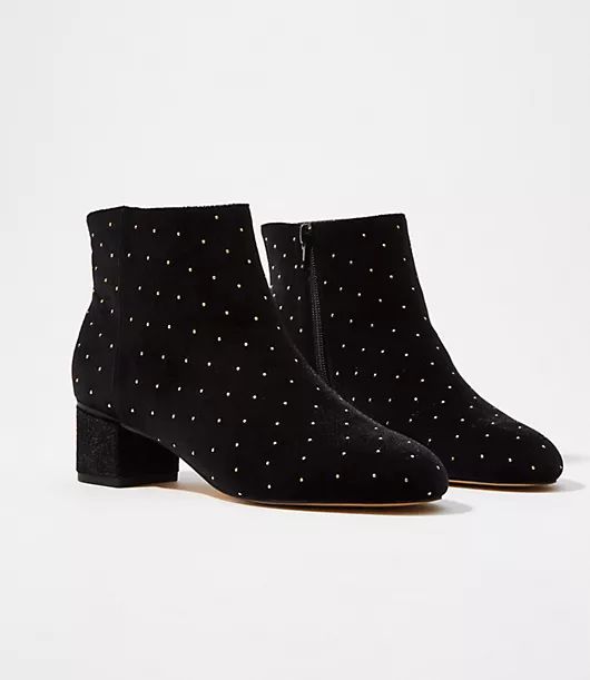 Studded Velvet Block Heel Ankle Boots | LOFT | LOFT