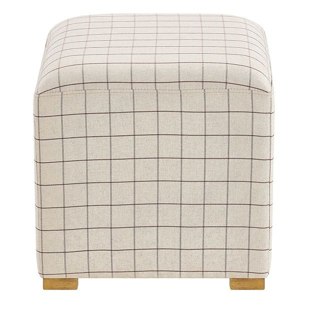 Square Windowpane Plaid Ottoman | Antique Farm House