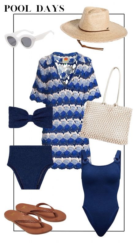 Pool outfit or beach outfit ~ love this knit coverup and both of these one size fits all swim (high rise bikini and one piece) 
Tan sandals run TTS and I included the nippies I wear under all swimsuits! 

#LTKswim #LTKsalealert #LTKSeasonal