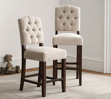 Ashton Tufted Upholstered Bar & Counter Stools | Pottery Barn (US)