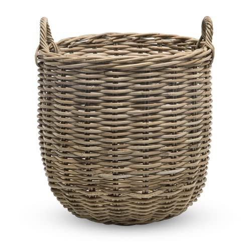 KOUBOO Rattan Kobo Round Storage Basket, Handwoven Rattan Basket with Handles, Organization & Home Decor for Storage, Gray-Brown | Amazon (US)