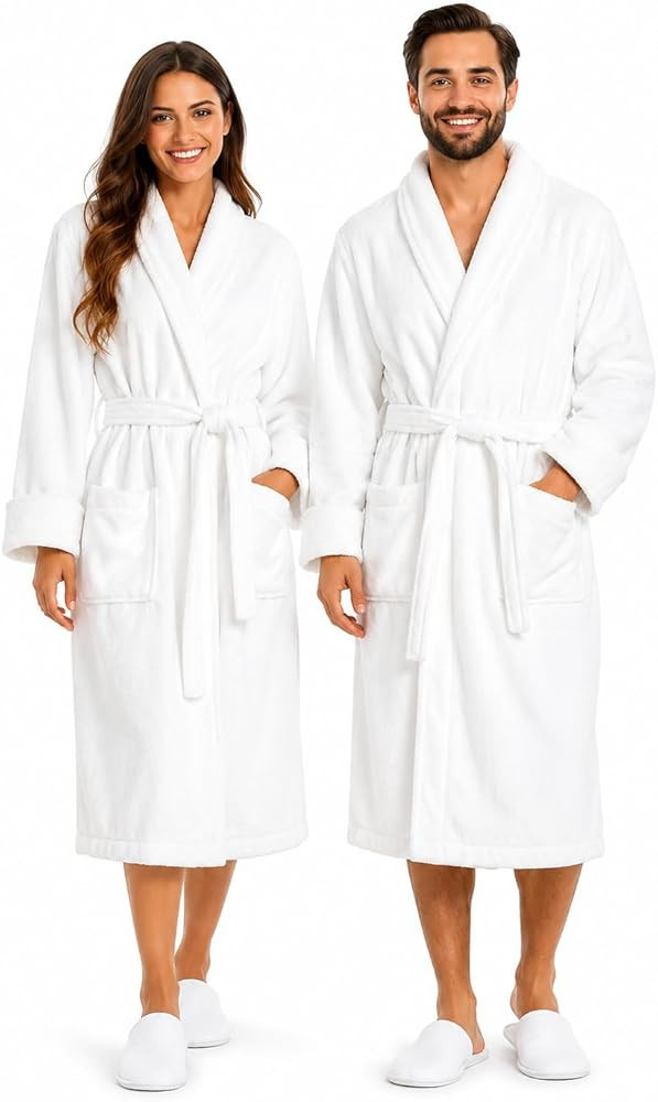 BIOLINEN 100% Cotton Terry Shawl Collar Bathrobe with Slippers | Amazon (US)