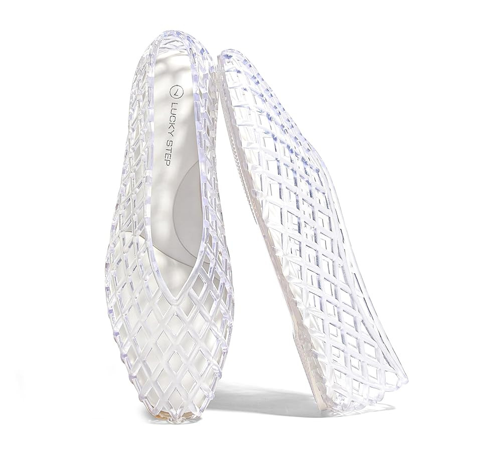 LUCKY STEP Women's Jelly Ballet Flats Mesh Casual Comfortable Jellies Shoes Clear Hollow Breathab... | Amazon (US)