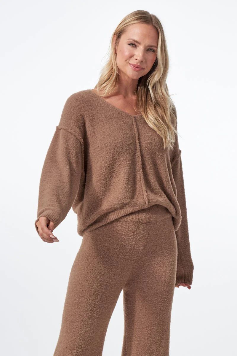 Cozy Vneck Sweater Deep Taupe Tan | DYI Define Your Inspiration