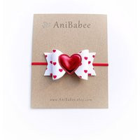 Valentines Day Headband, Glitter Bow Baby Heart Infant Newborn Hair Bows | Etsy (US)