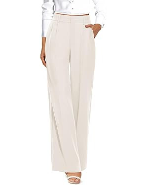 onlypuff Women Pants Work Business Dressy Trousers Wide Leg High Waisted Slacks with Pockets | Amazon (US)