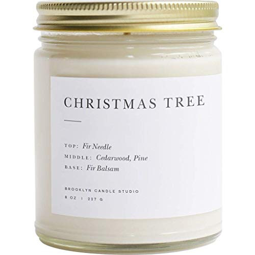 Brooklyn Candle Studio Christmas Tree Jar Candle - Luxury Scented Candle, Vegan Soy Wax, Hand Poured in The USA, 50 Hour Slow Burn Time - 7.5oz | Amazon (US)