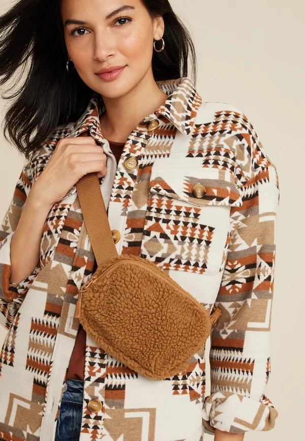 Teddy Sherpa Crossbody Belt Bag | Maurices