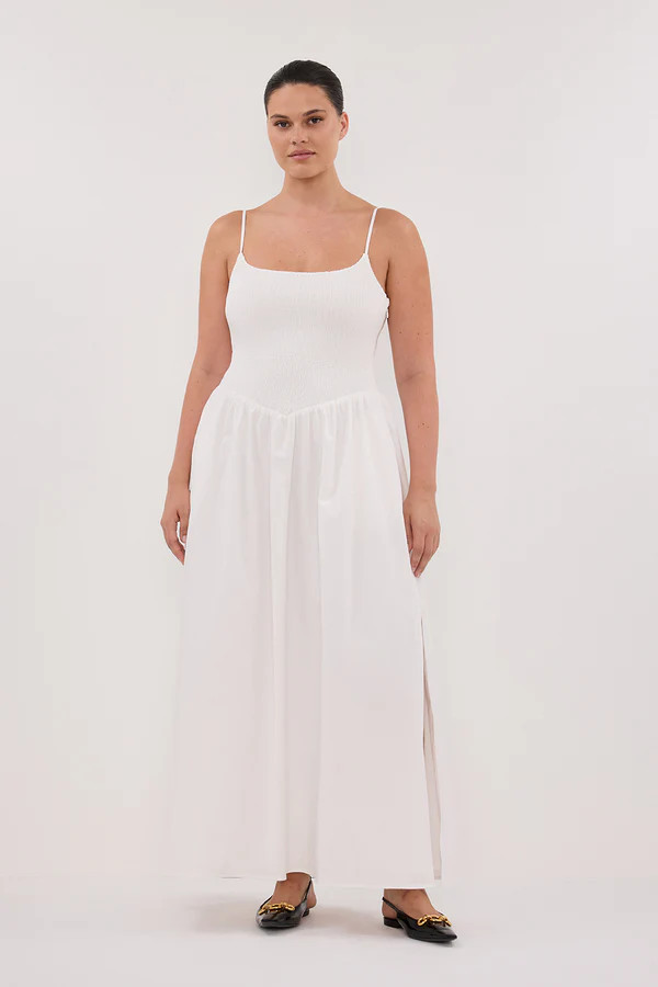 MILANO WHITE COTTON MIDI DRESS | DISSH