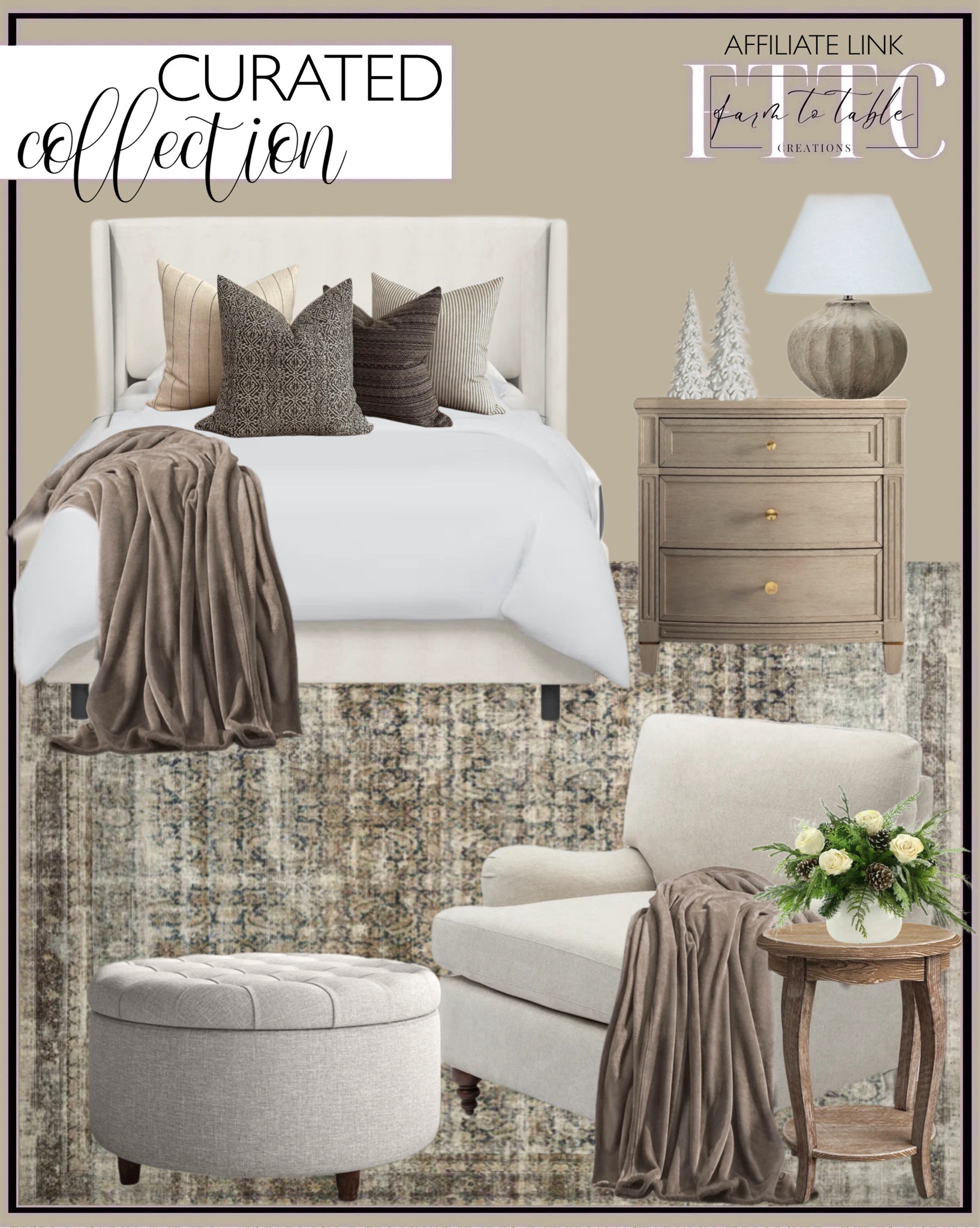 Cozy Curated Bedroom. Follow @farmtotablecreations on Instagram for more inspiration.

Amber Lewis x Loloi Morgan Navy / Sand Area Rug feat. CloudPile. Tilly Upholstered Bed. Jarboe Solid Wood Nightstand. Farlow Ceramic Table Lamp. 3.25'' H Stoneware Tabletop Pillar. Resin Christmas Table Tree Décor. Courchevel Upholstered Armchair. Deborah End Table With Storage. Snow Covered Pine Tree - Set Of 2. Winter Floral Arrangement. Parker Upholstered Storage Ottoman. Bare Home Microplush Fleece Blanket - Fuzzy, Warm, Bed/Throw Blanket. Bed Pillow Combo Warm Embrace, Bed Pillow Set, Decorative Pillow Covers, Bed Pillow Covers, Designer Pillow Covers, Bed Sets, HACKNER HOME. Wayfair Finds. Cozy Bedroom. Bedroom Sales. Winter Bedroom. Christmas Bedroom. Neutral Bedroom. Holiday Bedroom. 



#LTKSaleAlert #LTKFindsUnder50 #LTKHome