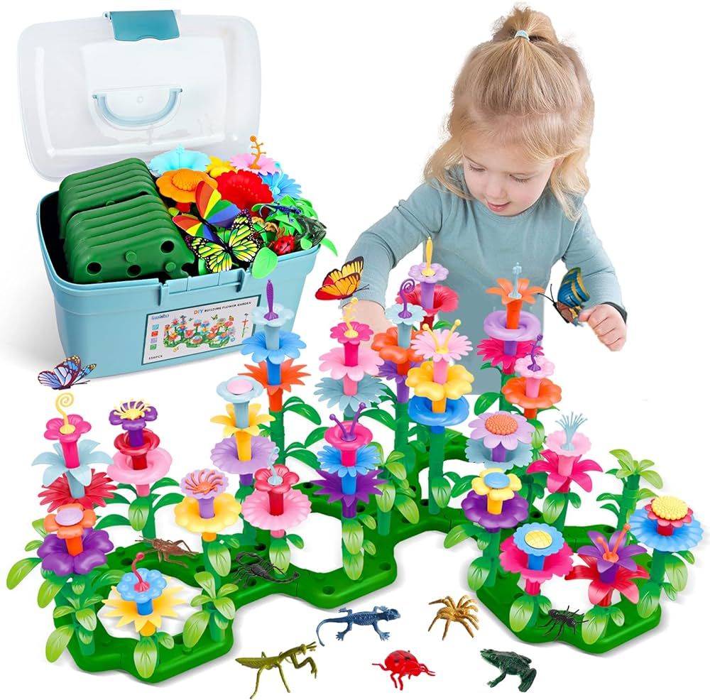 Toys Gifts for 2 3 4 5 6 Years Old Toddlers Girls Boys (156PCS), Insect Flower Garden Building St... | Amazon (US)