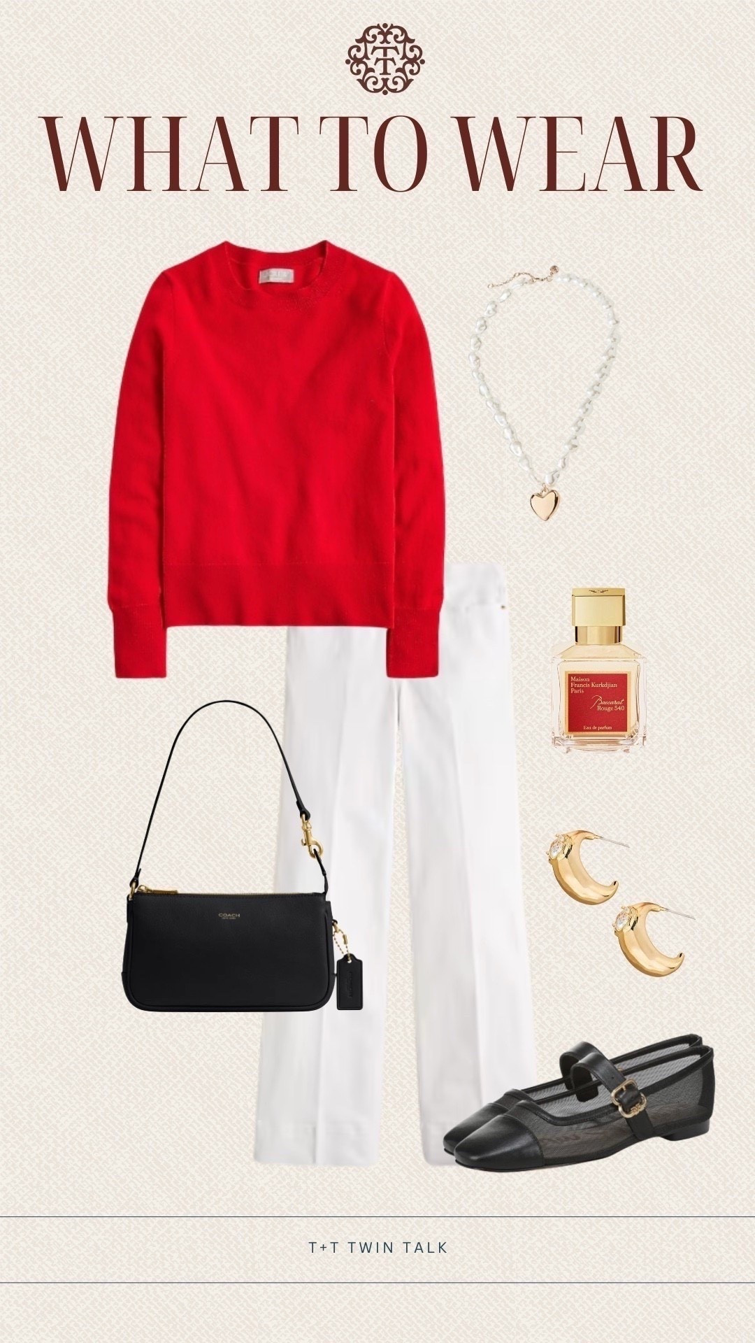 T+T, what to wear! We put together an outfit for Valentine’s Day! A cashmere red sweater from J.Crew paired with white pants, and Mary Jane flats, complete the look with a statement necklace! 

#LTKValentine #LTKOver40 #LTKMidsize