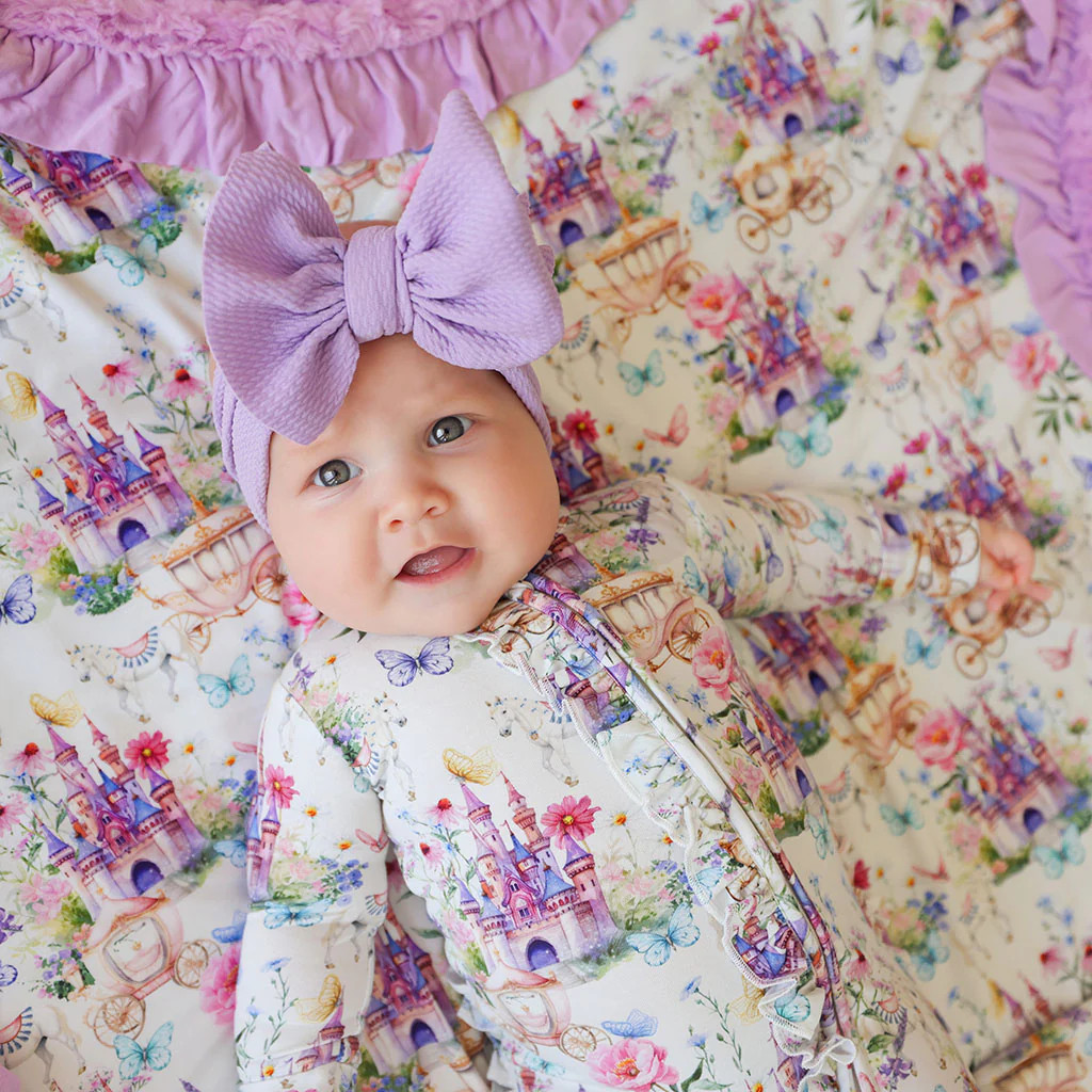 Fairytale Floral Pink Baby Girl Sleeper | Katrina | Posh Peanut
