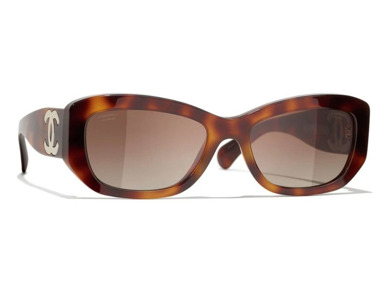 Chanel Havana Brown Frame "CC" Logo / Gray Brown Lenses Sunglasses | JTV Jewelry
