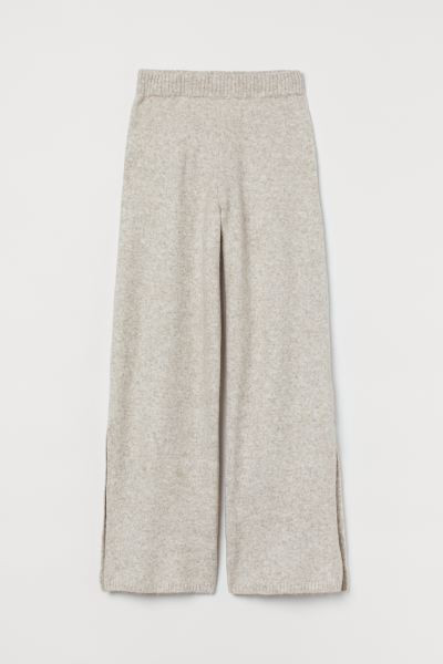 Slit-hem knitted trousers | H&M (UK, MY, IN, SG, PH, TW, HK)