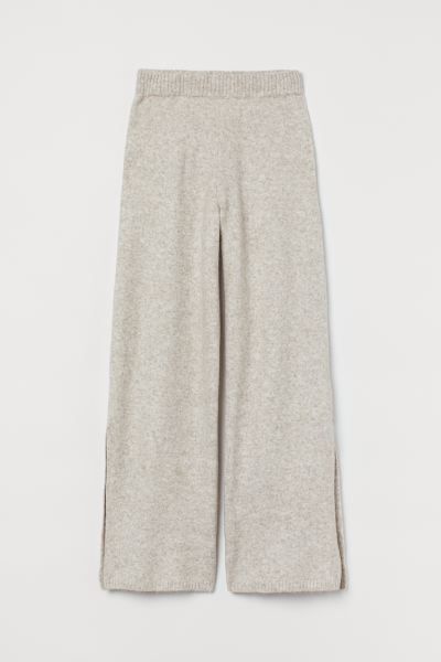 Slit-hem knitted trousers | H&M (UK, MY, IN, SG, PH, TW, HK)