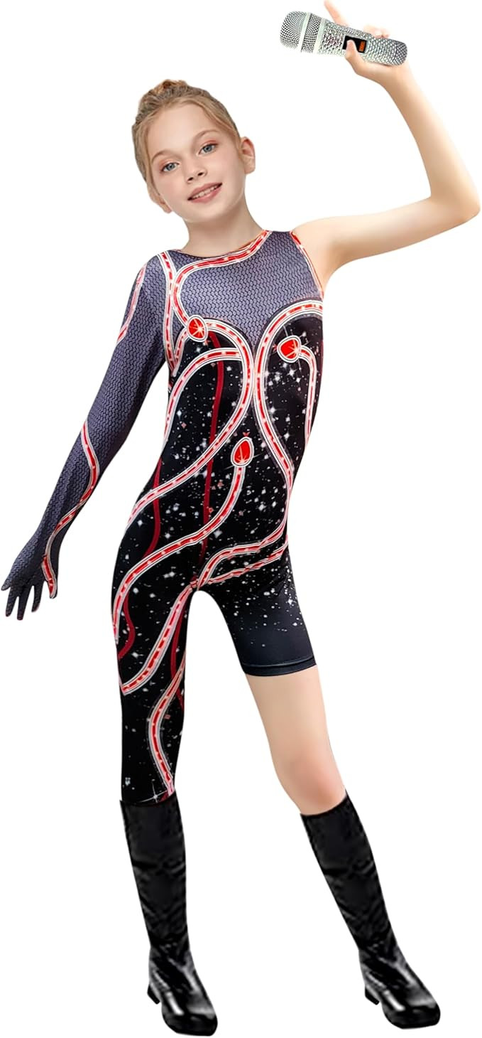 Girls Snake Costume Outfit Little Kids Singer Concert Bodysuit Cosplay Jumpsuit | Amazon (US)