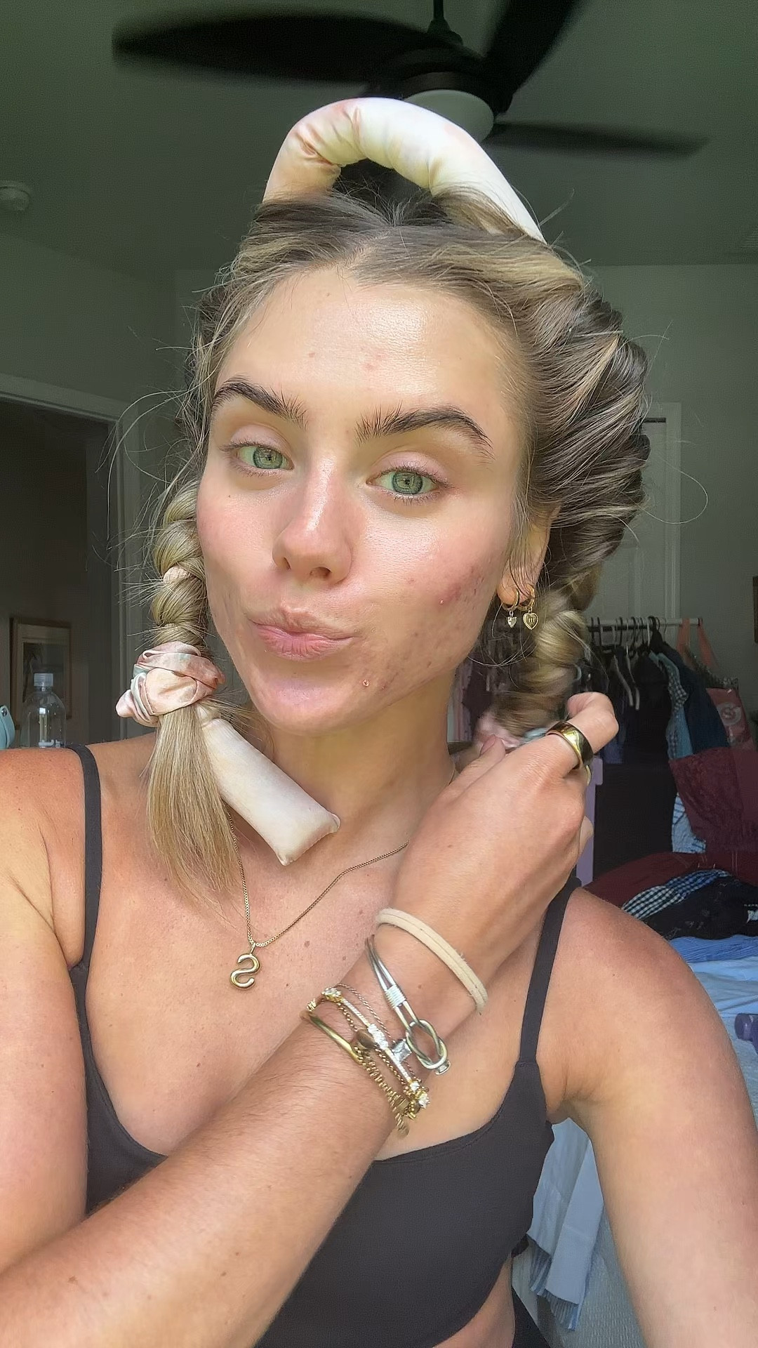 Kitsch Satin Heatless Curling Set - Heatless Hair Curlers to Sleep in - Heatless Curls Overnight - Heatless Curling Rod - No Heat Curls Overnight - Overnight Blowout Rods - Soft Hair Rollers. My greatest hair hack has got to be sleeping in a hair ribbon. This is what gives me my heatless hair curls. These curls are always bouncy, voluminous, shiny, and perfection that require absolutely zero heat, saving my hair on necessary, heat damage while still getting those desirable curls. I have lots of tutorials on how I put them in my hair saved my TikTok and Instagram @sloanevosen. TUTORIAL: https://www.tiktok.com/t/ZP8Y6b72q/ #hair #heatlesscurls #heatlesshair #heatlesswaves #hairstyles #hairhack #hairhealth #heatlesshairstyles #hairroutine #hairribbon #heatlesshaircurler 

#LTKmorningroutine #LTKgrwm #LTKBeauty