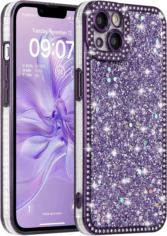 FABSPARK Case for iPhone 15 Plus,Glitter Crystal Diamond Rhinestones Sequin Shiny Bling Sparkly G... | Amazon (US)