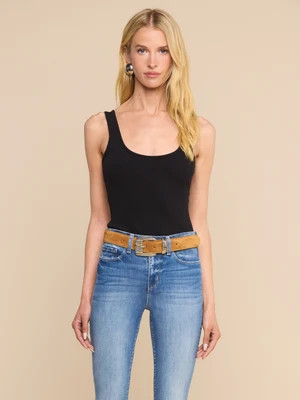 L'AGENCE Nica Scoopneck Bodysuit In Black | L'Agence