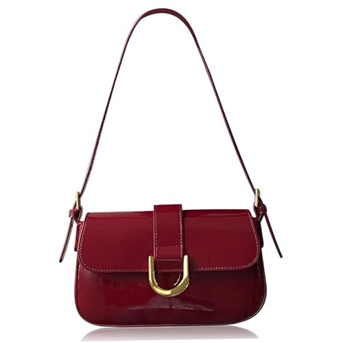 TOPofly Red Leather Purse, Red Purse for Women, Adjustable Y2k Red Shoulder Bag with Zipper Red Shoulder Purse Retro Trendy Red Leather Purse | Amazon (US)