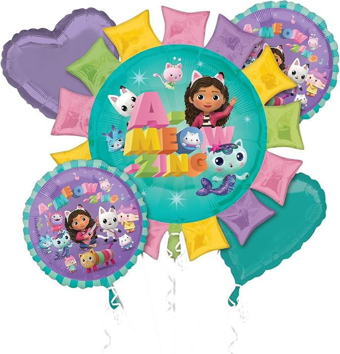 Anagram 4553101 - Gabby's Dollhouse Foil Balloon Bouquet - 5 Pieces | Amazon (US)