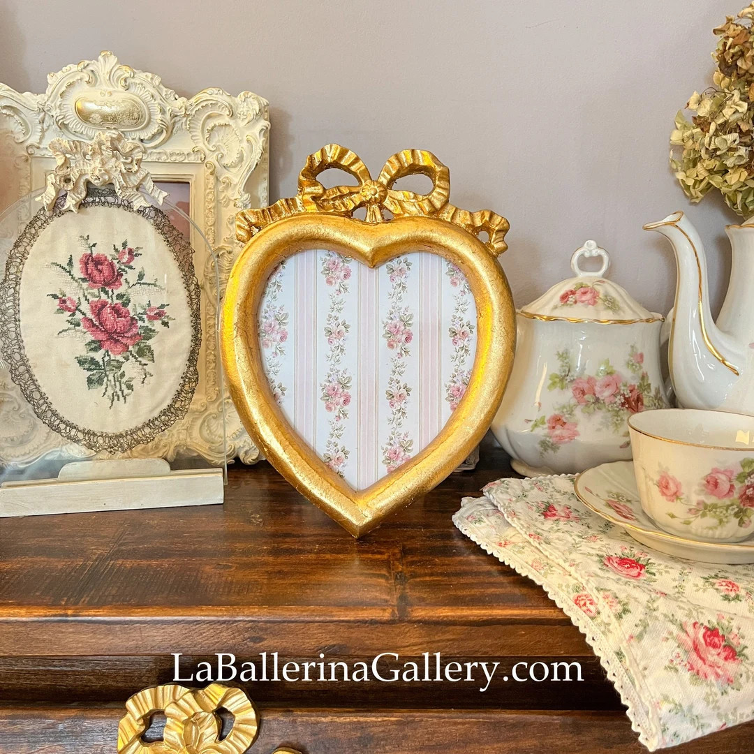 Italian Florentine Frame Wood Gold Baroque Rococo Table Desk Decor Bow Ribbon Vintage Italy Shabb... | Etsy (US)