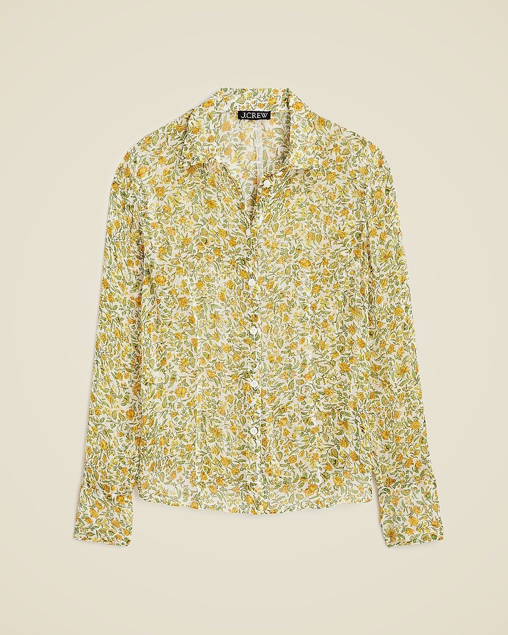 Crinkle chiffon button-up shirt in floral vines | J. Crew US