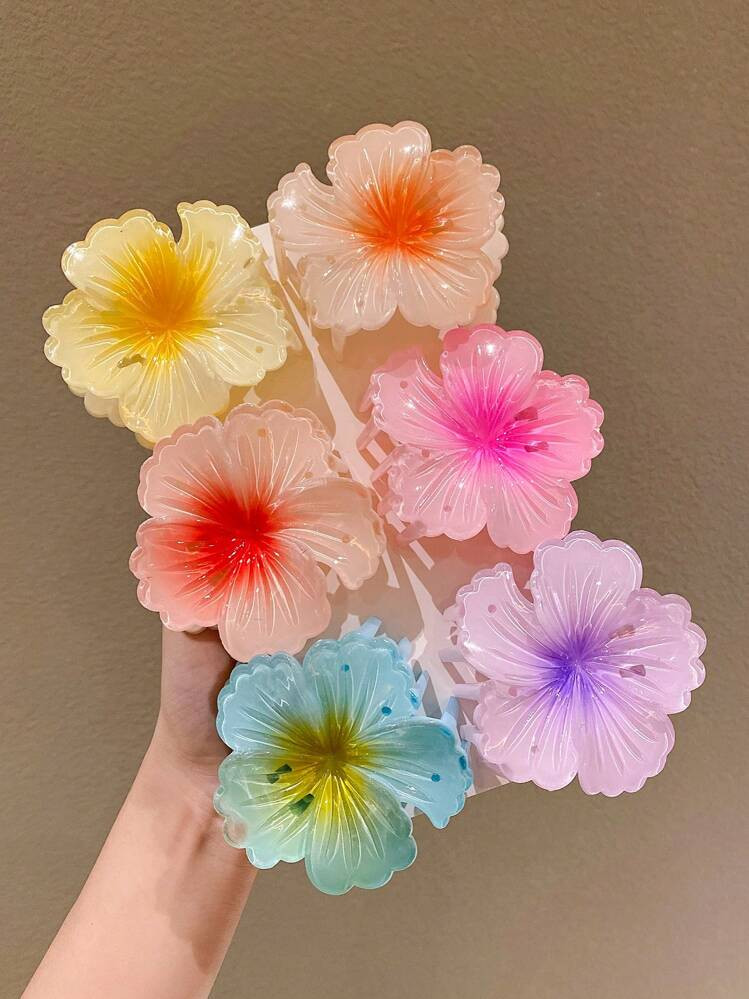 3/6pcs Girls Colored Flower Barrettes Hair Clips, Large Size | SHEIN